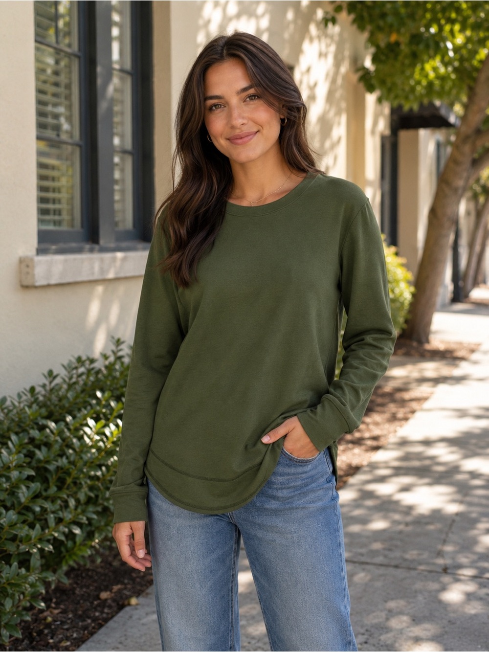 Everyday Olive Crewneck Sweatshirt - Women